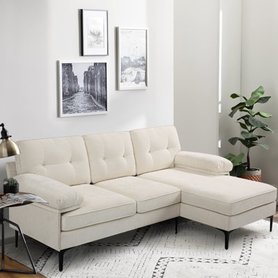 Canapé modulaire rembourré de 82,7 po avec méridienne en chenille Joseph-Alexander