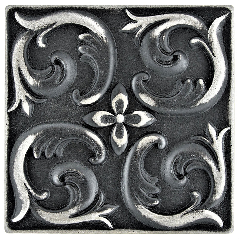 2'' x 2'' Hand Painted Resin Decorative Accent Tile, Iron Black