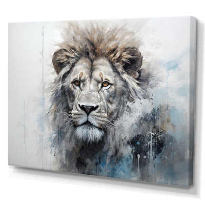 Grey And Blue Savannah Royalty Lion - Lion Wall Art