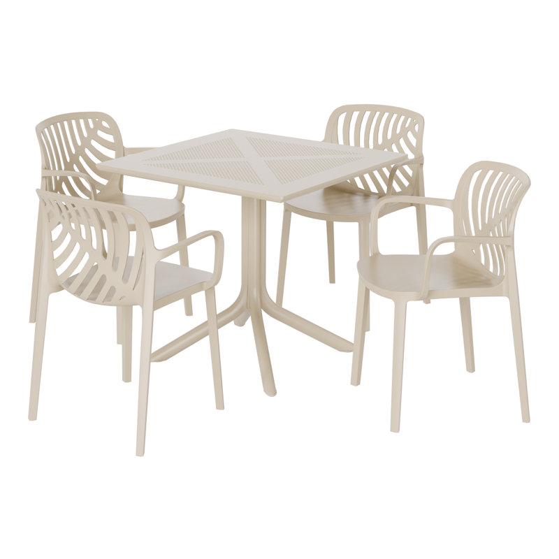 Ensemble repas carré pour 4 personnes, Beige