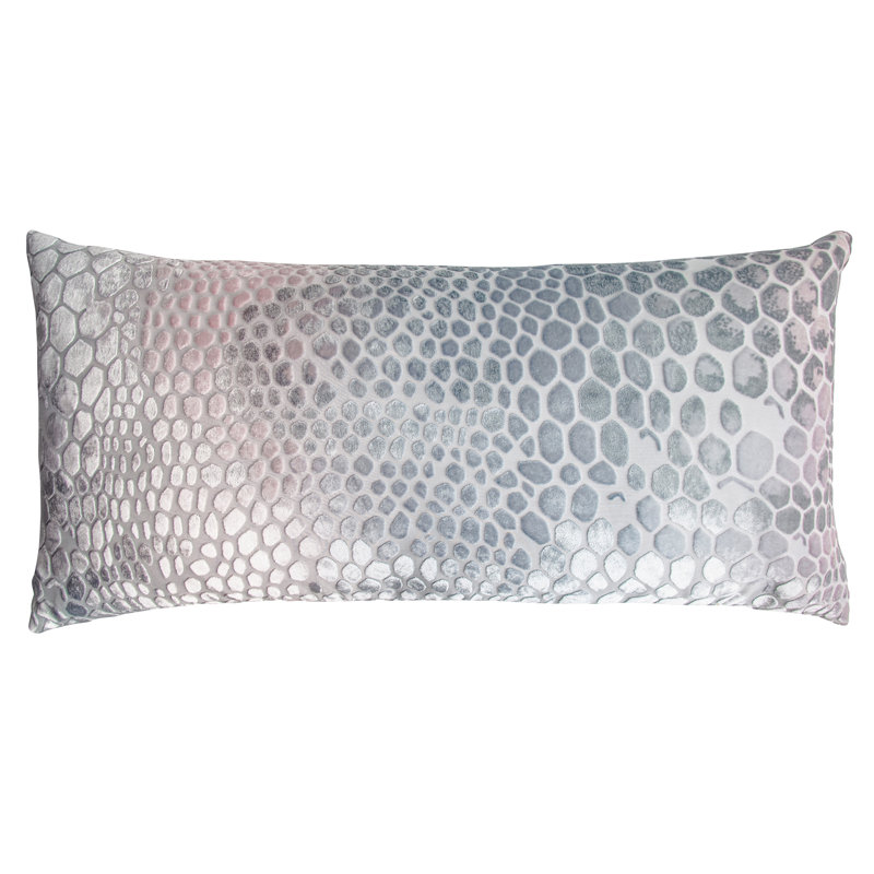 Lumbar Velvet Pillow Cover & Insert, 12"H x 24"W, Moonstone