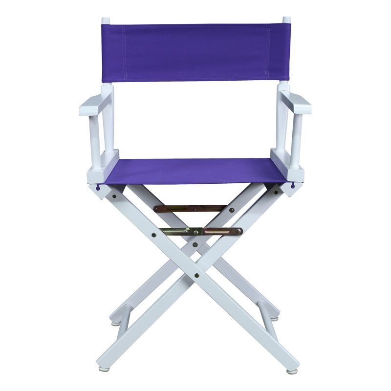 18" Folding Director Chair, White, Purple