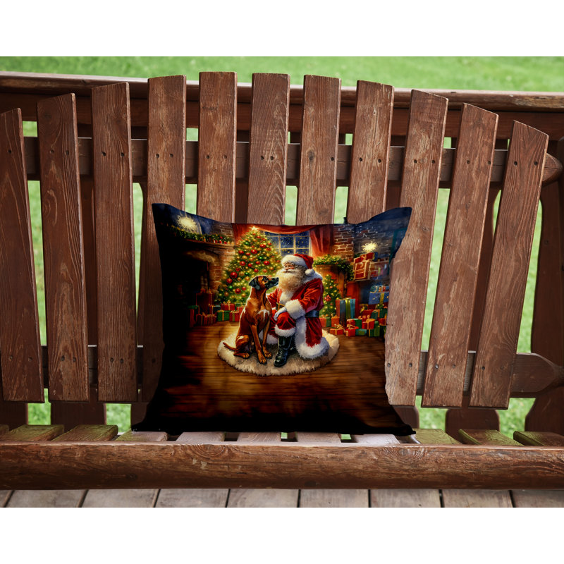 Coussin Rhodesian Ridgeback and Santa Claus, H 14 po x l 14 po