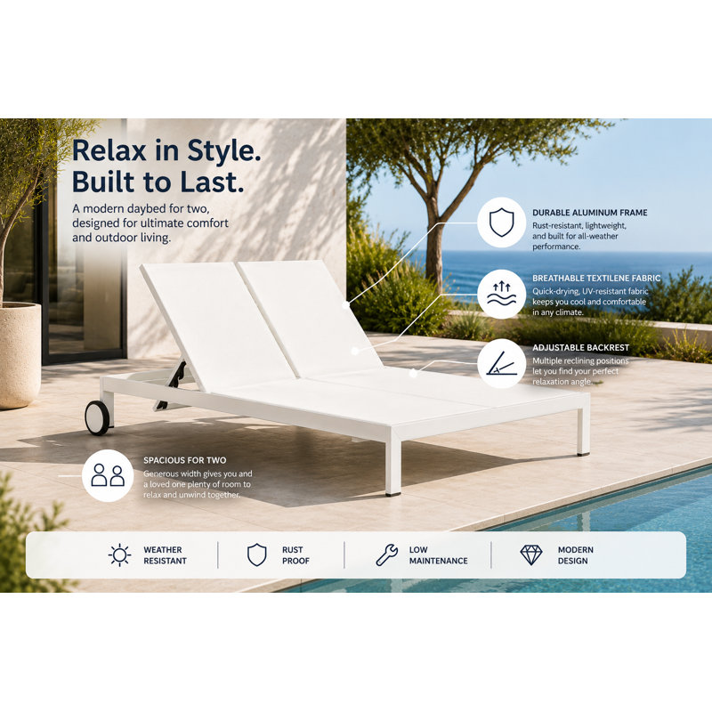 Sally Outdoor Chaise Lounge, White