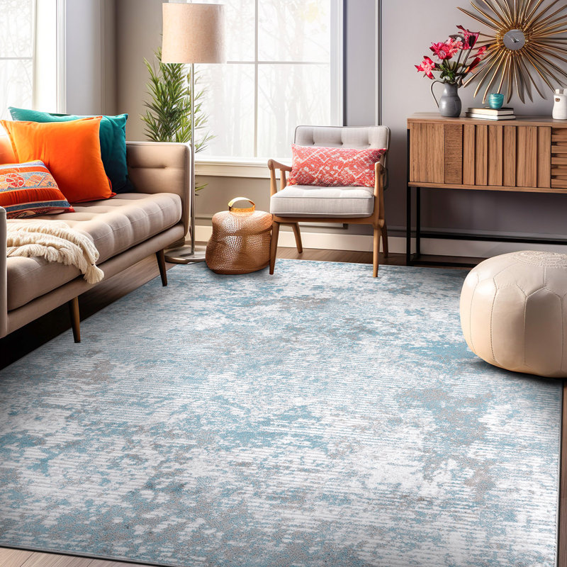 Milroy Abstract Machine Woven Polypropylene Area Rug, Rectangle 5' x 7'