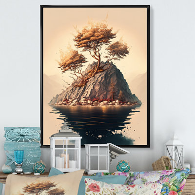 «Bright Bonsai Tree On Rock III», art mural moderne sur toile