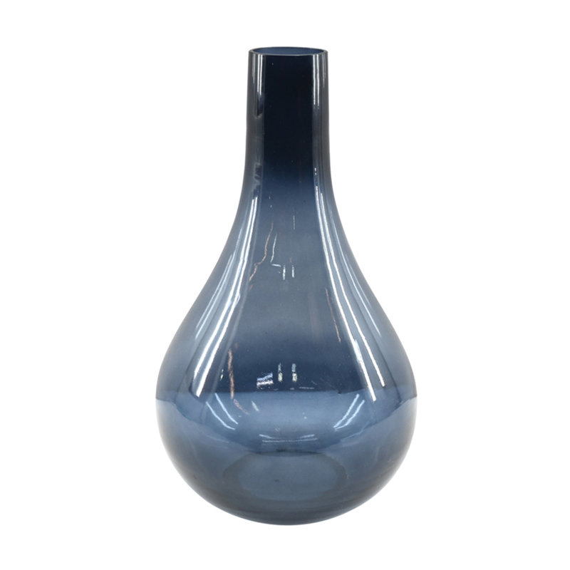 Tergel Long Neck 10" Handblown Glass Vase, Blue