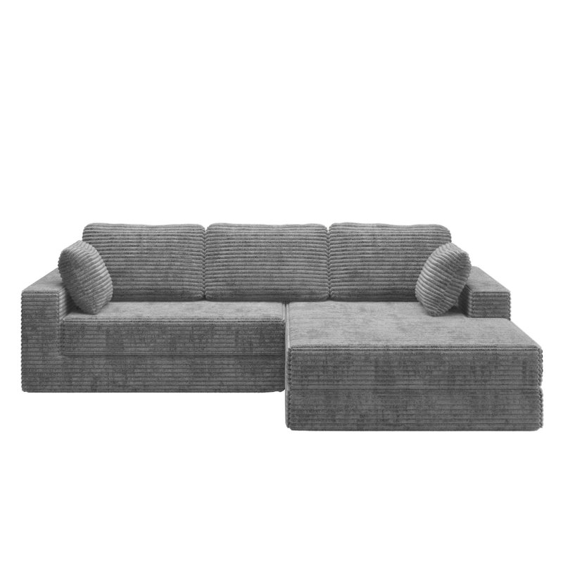 Boneless 28.15"H L-Shape Modular Sectional Sofa, Right Hand Facing, Gray Fabric