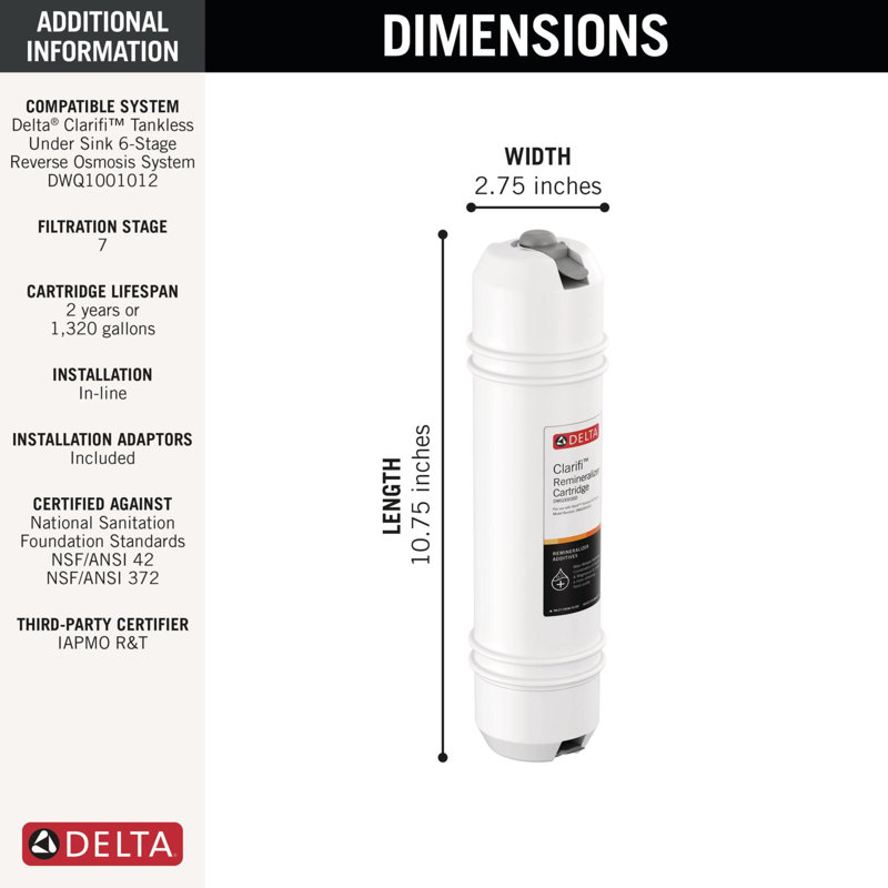 Cartouche de reminéralisation à osmose inversée Clarifi