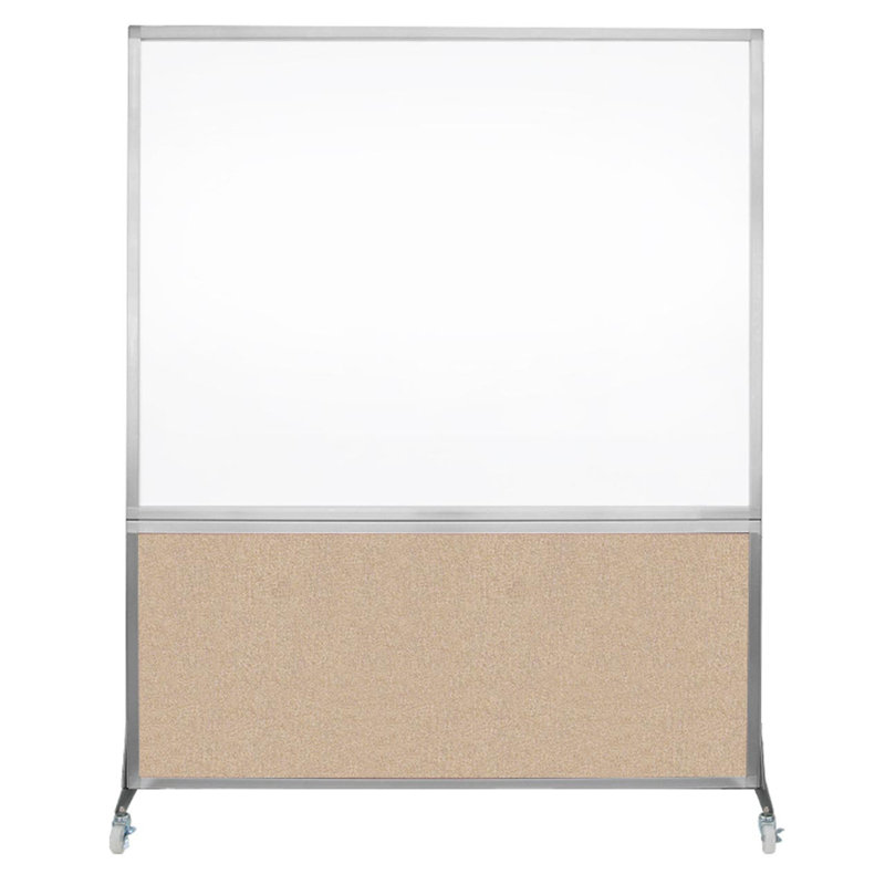 Tableau blanc mobile 6 'de haut DivideWrite, Beige, H 72 po x l 60 po, Argent