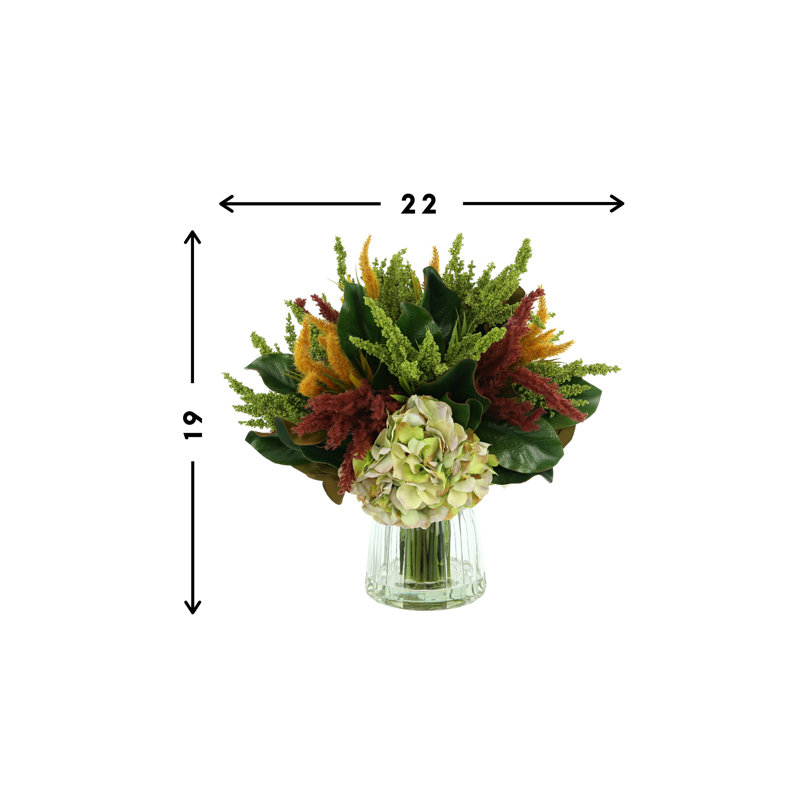 Fall Arrangement With Hydrangea, Heather And Grass
