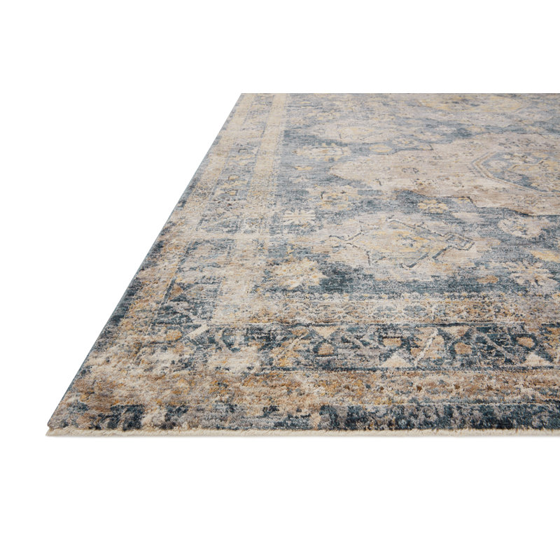 Tapis oriental en denim / taupe Torianno, Rectangle 5 pi x 7 pi 8 po