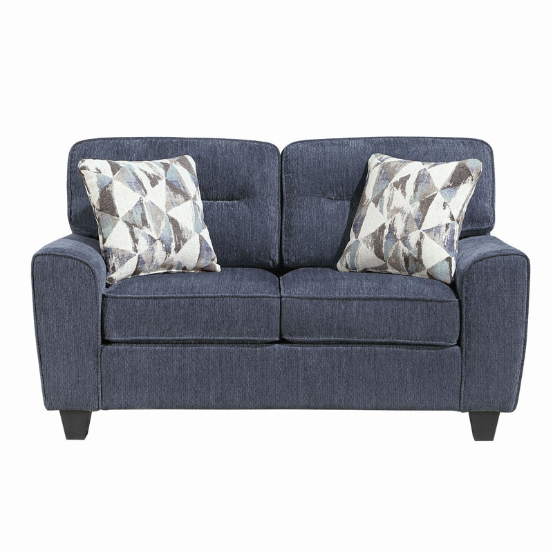 Causeuse en tissu de chenille durable avec coussins décoratifs 1pc, Bleu