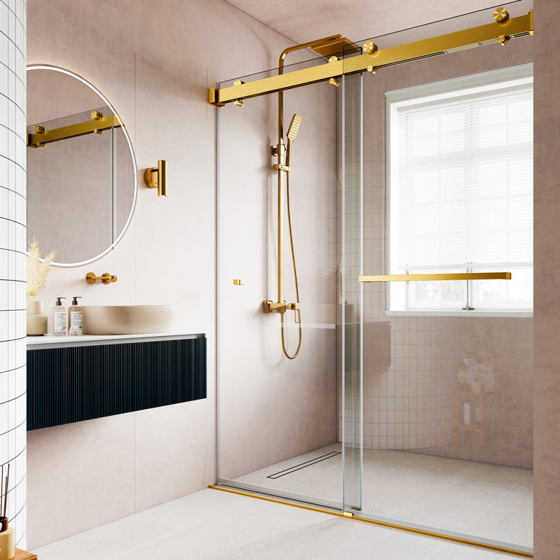 44" – 48” W x 78"H Frameless Double Sliding Soft Closing Glass Shower Doors | 3/8" Tempered Clear Glass | Leak-Proof Precision | Durable Stainless-Steel Hardware