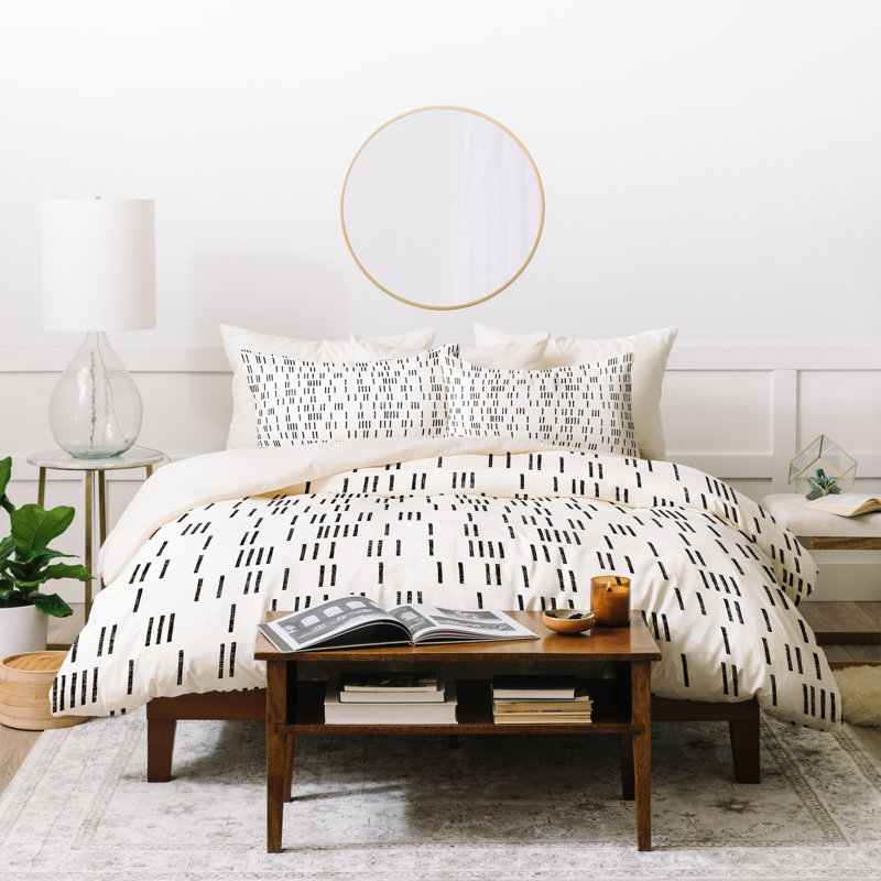 Modern & Contemporary Polyester Woven Geometric Shapes Duvet Cover, Twin/Twin XL Duvet Cover + 1 Standard Sham, White
