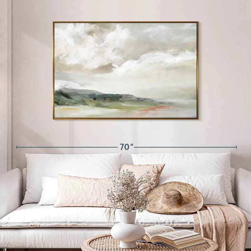 Chianna terre et nuages, 46 po x 31 po, Cadre flottant doré