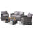 4-Piece All-Weather Wicker Patio Set – Rattan Sectional Sofa with Cushions and Glass Table-1093399114