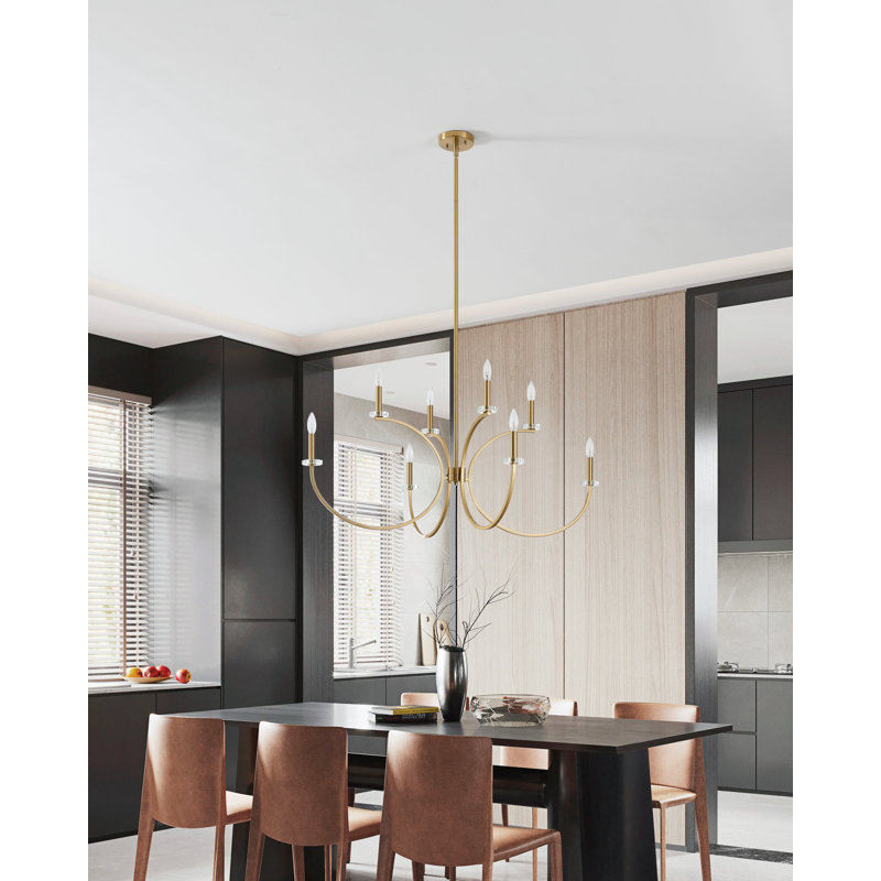 Florian 36-inch 8-light Brushed Gold and Clear Glass Chandelier, 36", Brushed Gold