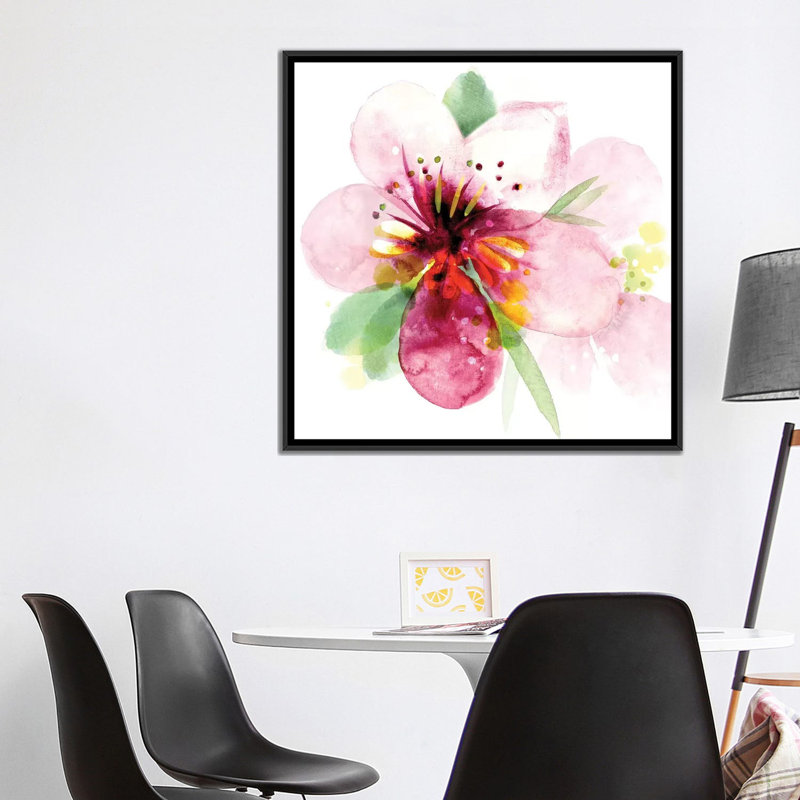 « floral beauté i », reproduction sur toile, H 18 po x l 18 po x P 1,5 po, Toile avec cadre noir, Pas de tapis