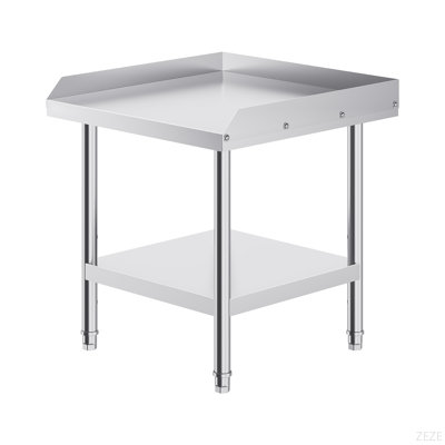 Stainless Steel Work Table, 24 X 24 X 26 Inch Commercial Food Prep Worktable, 3-Sided Backsplash Heavy Duty Prep Worktable, Metal Work Table With Adjustable Height For Restaurant Home Hotel