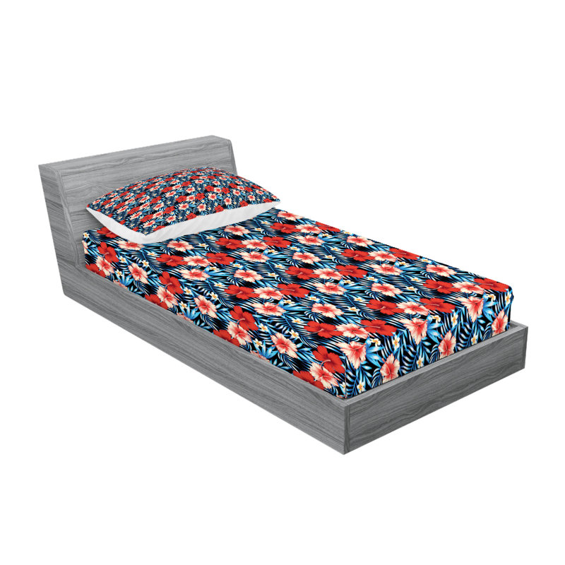 Multicolore drap-housse et coussin décoratif Ambesonne, Ensemble de draps pour lit simple TG + 3 articles 