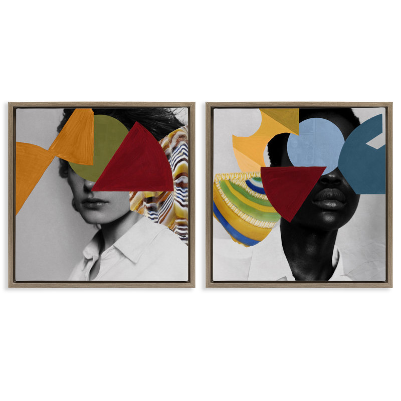 Ensemble de 2 toiles flottantes Obscura Pop Portraits, design par Victoria Barnes, H 25 po x l 25 po