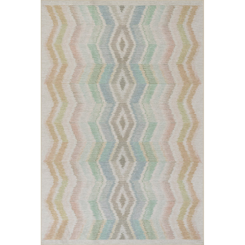 Zarek Novelty Chevron Machine Washable Rug, Rectangle 7'6" x 9'6"