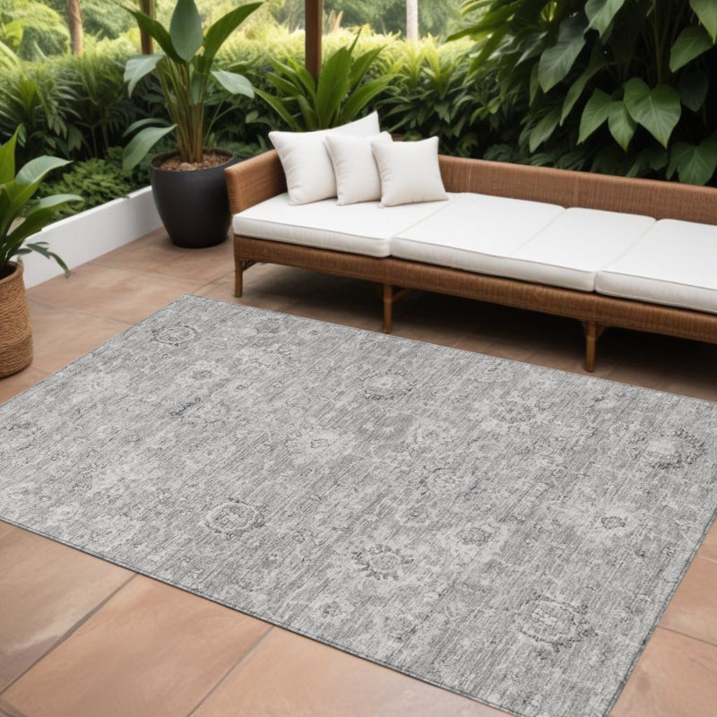 Tapis damassé intérieur gris et argent 8 'x 10'