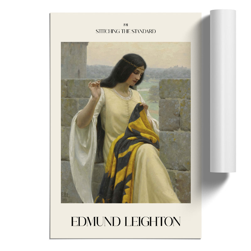 Stitching the Standard Print by Edmund Leighton - Frameless Print, 42cm H x 30cm W x 0.1cm D