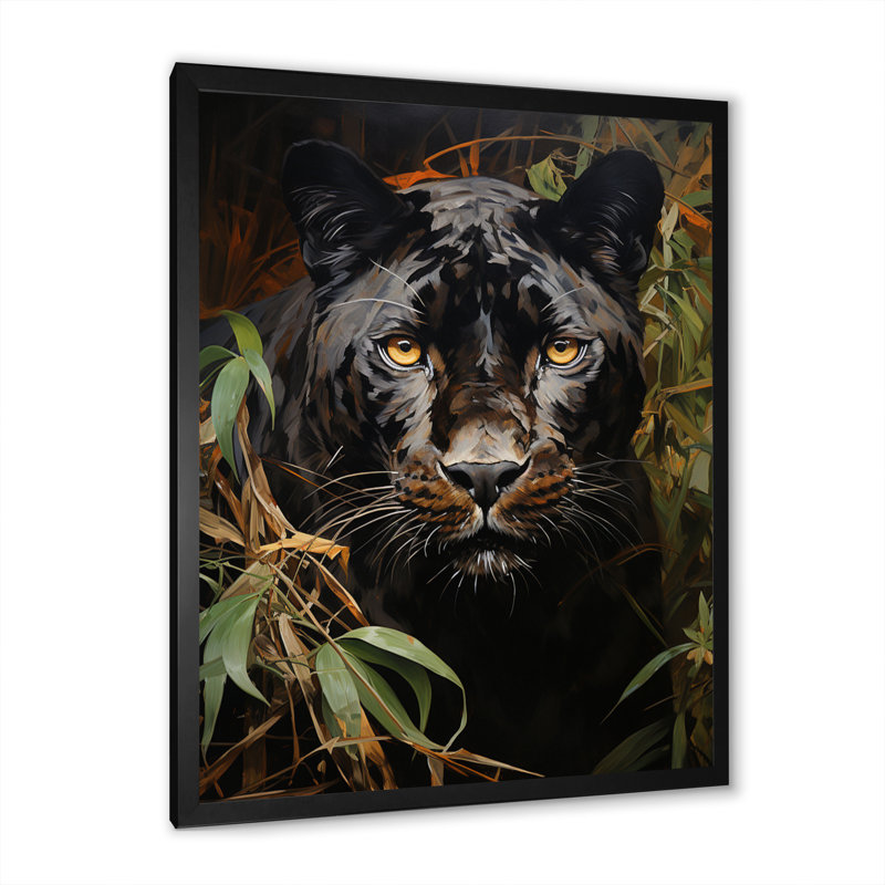 «Green Panther», impression impressionniste sur toile, H 20 po x l 12 po x P 1 po, Cadre photo noir