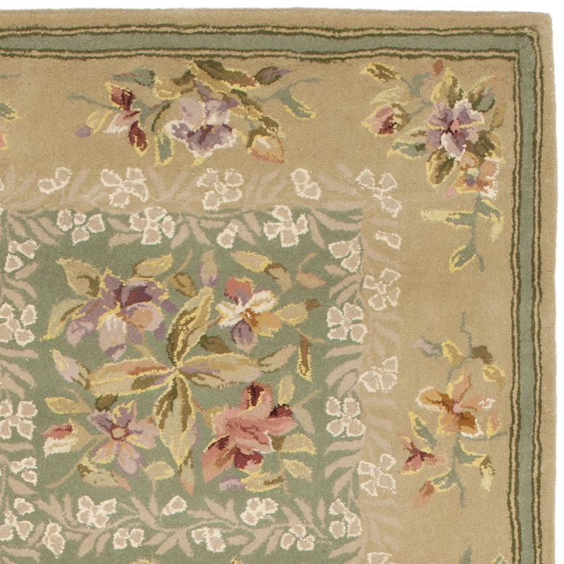 Français de tapis Tapis vert/sable, Rectangle 9' x 12'