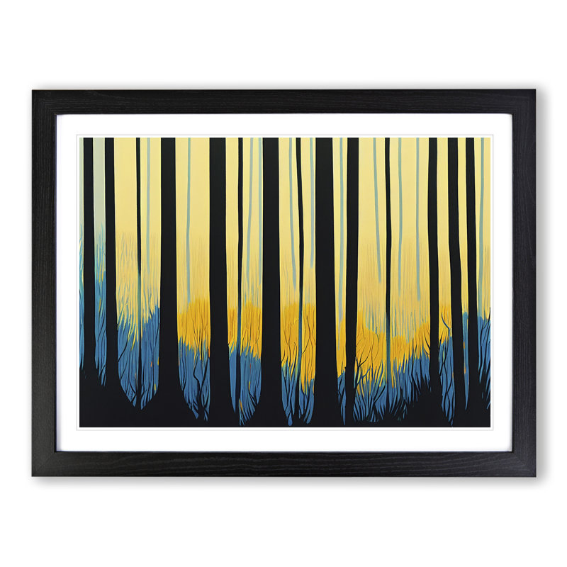 Artistic Abstract Forest - Single Picture Frame Print, Black Framed, 25cm H x 34cm W x 2cm D