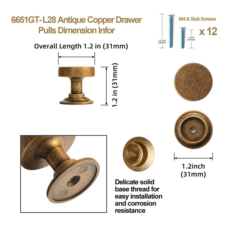 6/5" Diameter Circle Knob With Base Multipack