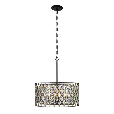 Luminaire suspendu en cristal Windsor - l 25 po - Carbone / or Havane