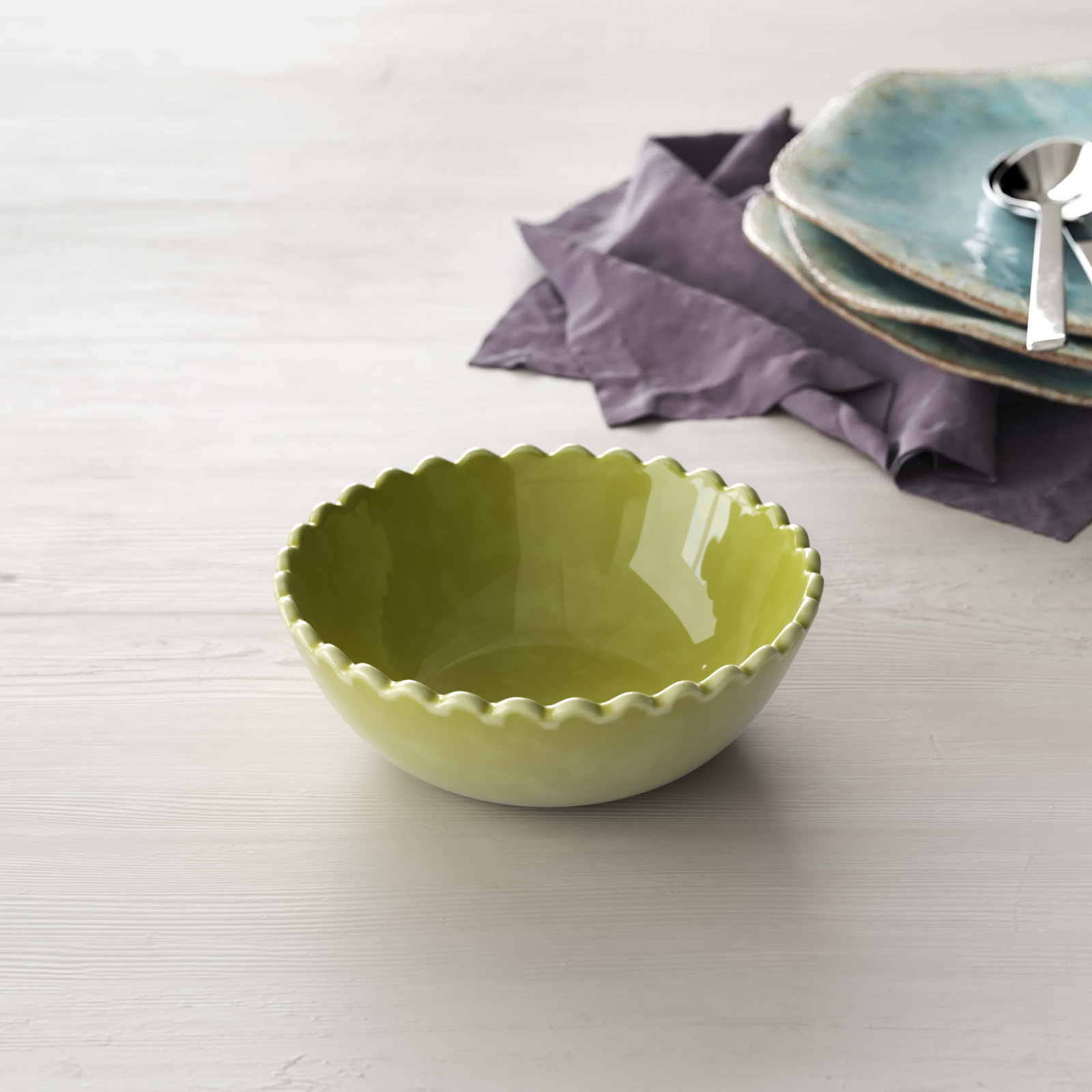 Drian Porcelain Dessert Bowl, Green