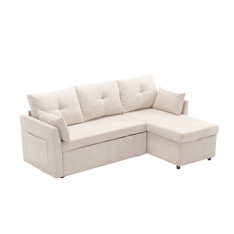 Amry 4 Seater Sofa Bed, Beige Chenille