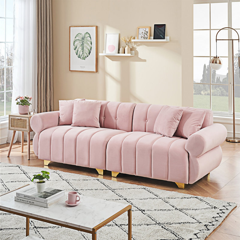 Upholstered Sofa, Pink