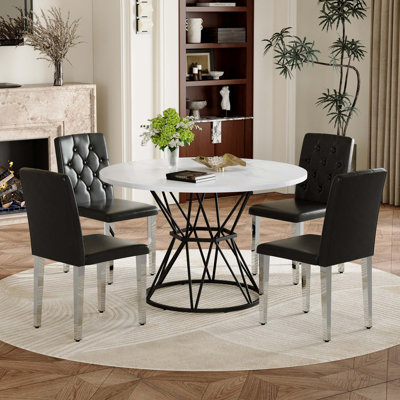 Modern Industrial Dining Set with Ergonomic Chairs