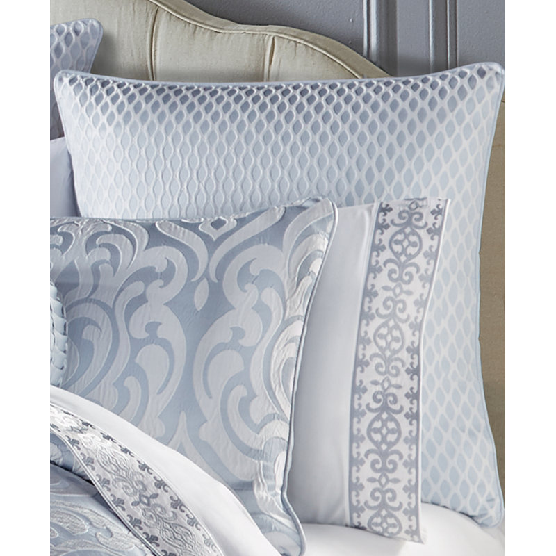 Powder Blue Satin Euro Sham with Lattice Design