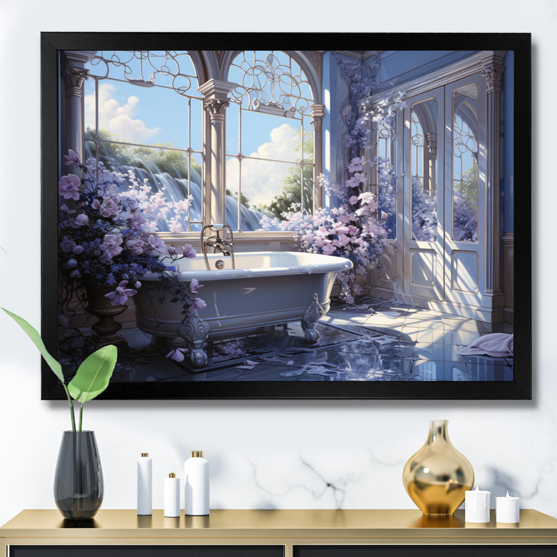 «Bathroom Enchanting Skylight» sur toile, Cadre photo noir, H 34 po x l 44 po x P 1,5 po