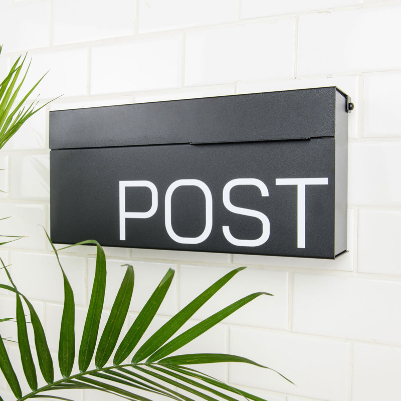 Wilson Black Powder-Coated Steel Wall Mounted Mailbox