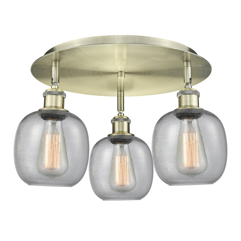 Plafonnier semi-encastré en verre Alve, Laiton antique, Grainé