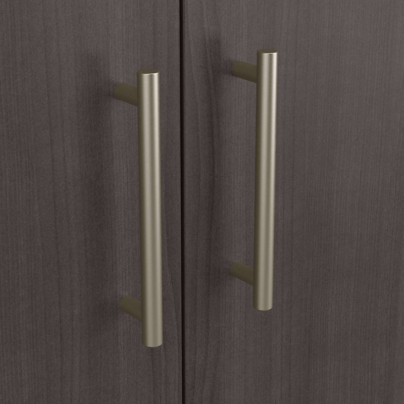 Armoire de cuisine Katia avec portes et tiroir, Gris orage / argent