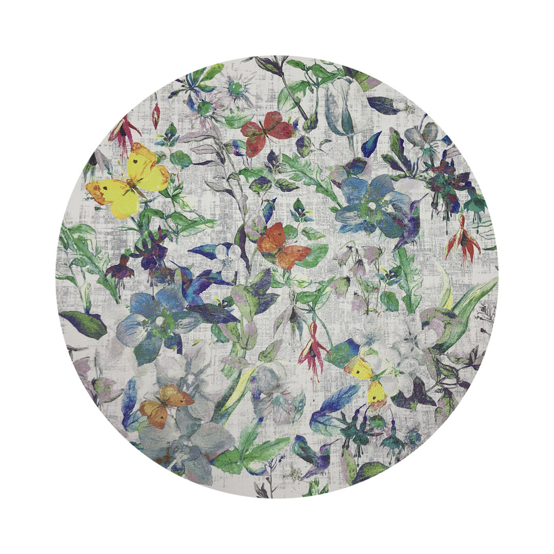 Garden Fantasia Vegan Leather Round Pebble Placemat (Set of 4) Nicolette Mayer