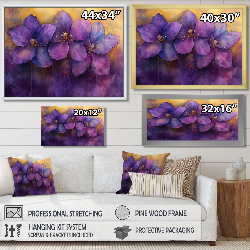 Hofmeister - Floral Canvas Wall Decor, H 34 po x l 44 po, Reproduction encadrée d'une seule photo sans pass, Noir