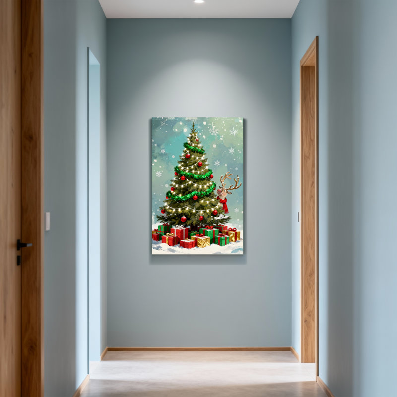 Scène hivernale de Noël, H 24 po x l 16 po