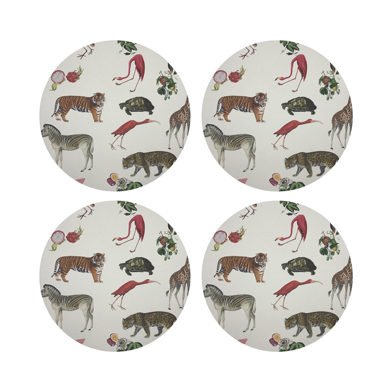 Exotix Vegan Leather Round Placemats, Natural