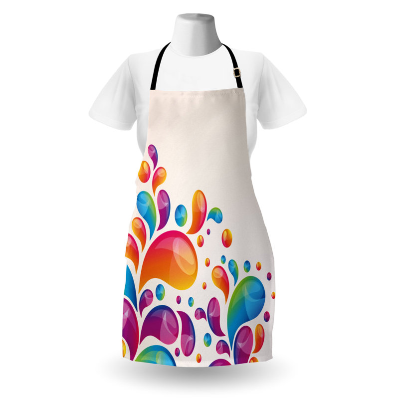 East Urban Home Colorful Apron Unisex, Abstract Raindrops Splash, Adult Size, Multicolor