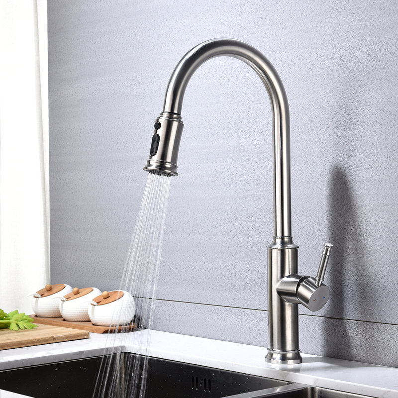 Kitchen Faucet With Pull Out Sprayer, Brushed Nickel