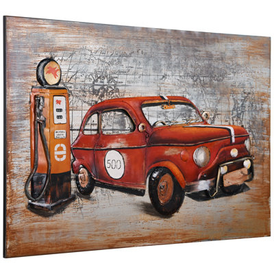 Voiture rouge - impression sans cadre sur métal